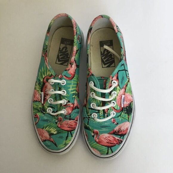 Vans Unisex Oxford Sneakers Canvas Low Top Lace Up Teal with Flamingos M5 W6.5 - Picture 9 of 9